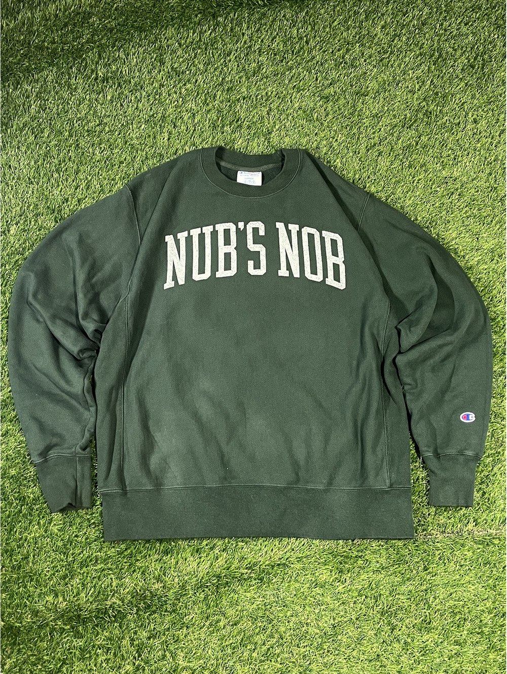 Vtg Nub's Nob Champion Reverse Weave Sweatshirt Dark Green Cotton Mens Large